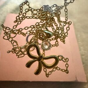Gold Bow Pendant Necklace